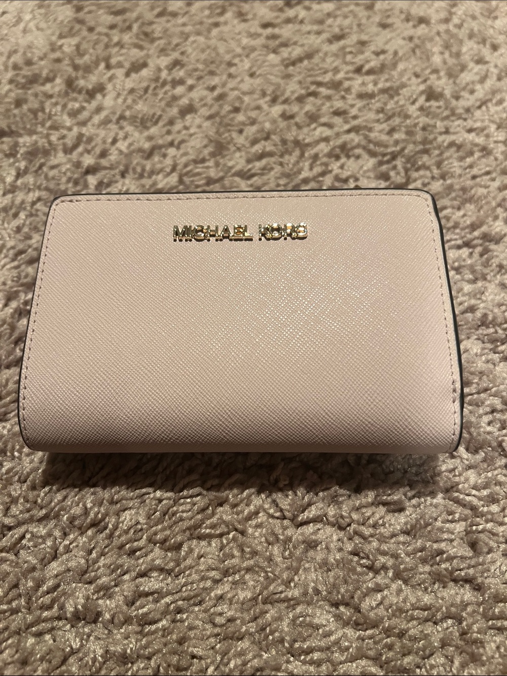 Michael Kors Pale Blush Leather Bifold Wallet with Gold Logo